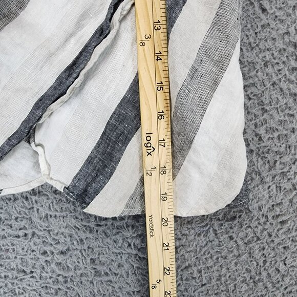 Vanity Top Womens Small Gray Striped 100% Linen V Neck Sleeveless Tank - Picture 5 of 9